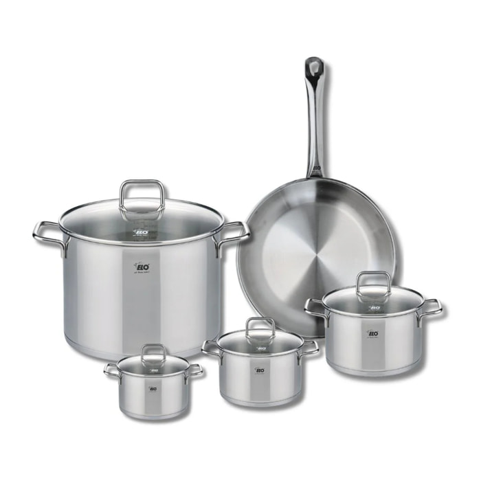 Ensemble de 1 Poêle de cuisson 28 cm et 4 faitouts 12, 14, 16 et 26 cm Elo Profi Citrin