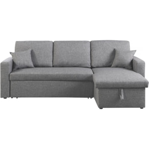 Canapé d'angle convertible/ réversible avec coffre "Alain II" - 3 places - Gris clair
