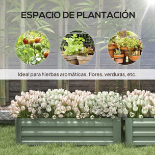 Juego de 2 Jardineras Exterior Grandes de Acero Galvanizado, Huertos Urbanos, Maceteros Exterior Elevados para Plantas, Flores, Terraza, Resistente a la Intemperie, 100x50x30 cm, Verde