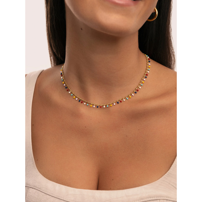 Collar Swing Dots Colors Enamel Acero Baño Oro
