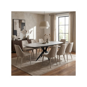 Table de repas ovale extensible 130 à 190 cm en céramique gris - SOPHIE