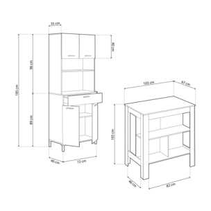 Pack alacena con mesa alta Nitza Blanco Artik (Blanco Mate) - Natur