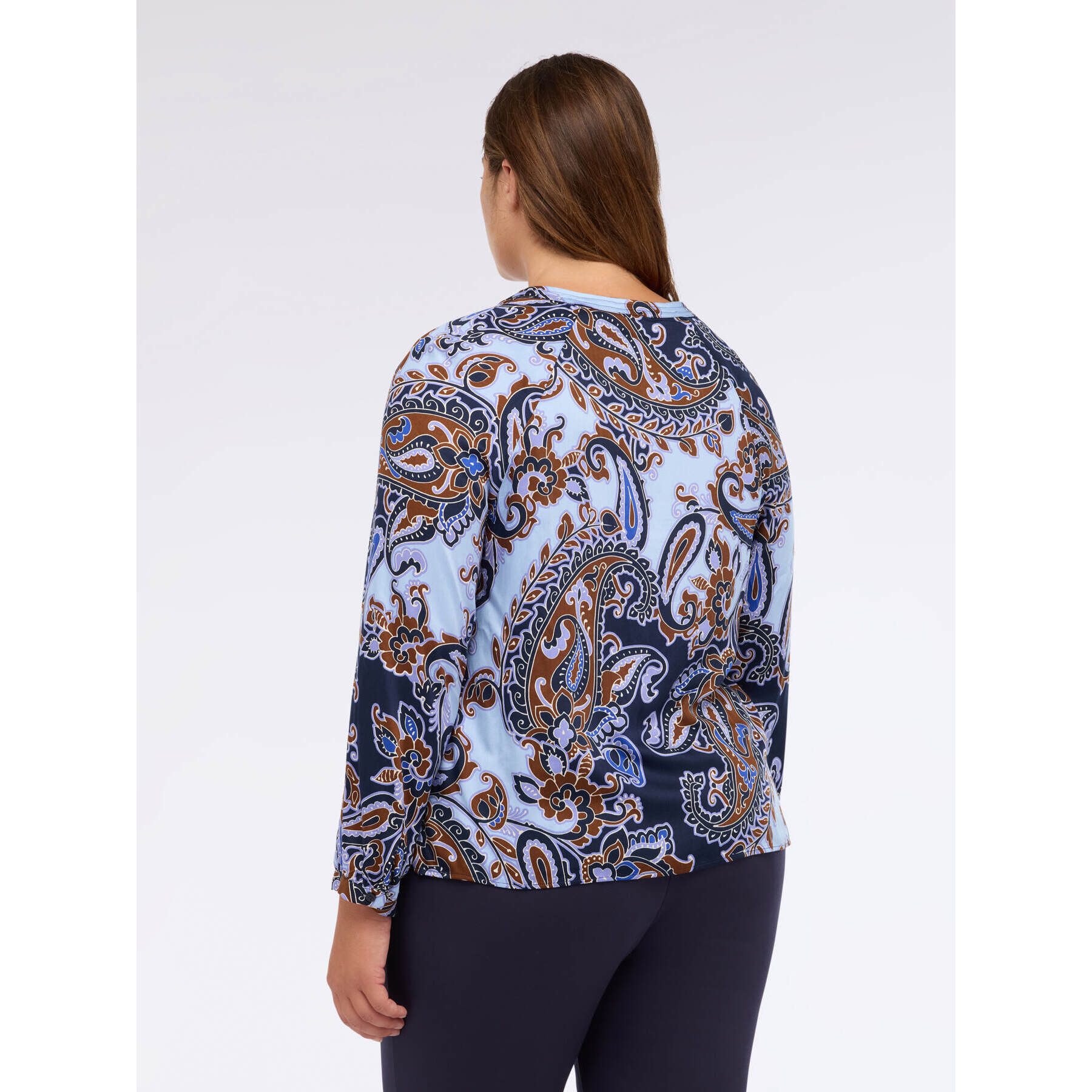 Fiorella Rubino - Blusa con estampado de cachemir en viscosa - Azul