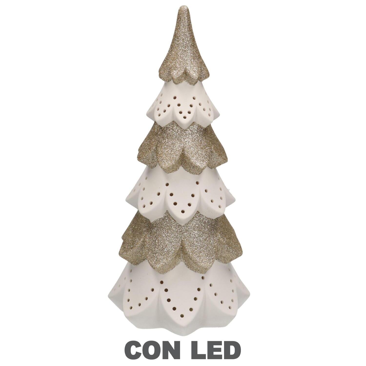 Albero in ceramica bianco oro con led cmø14h29