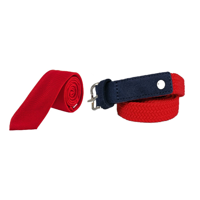 Set ALLEGRINO Cintura elasticizzata rossa - Cravatta rosso