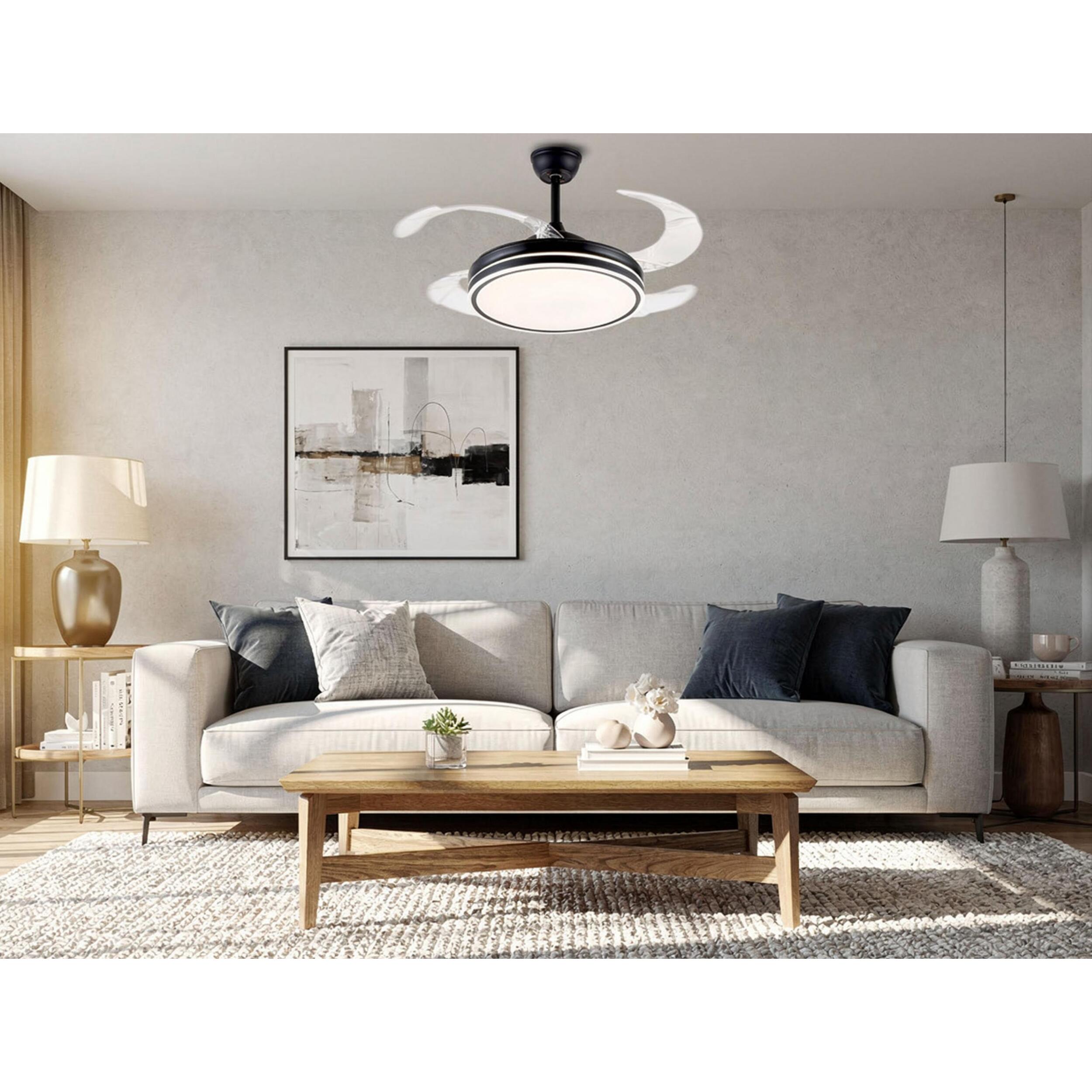 Ventilateur de plafond rétractable avec lumière LED et minuterie