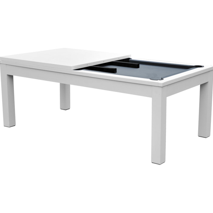Table de billard convertible blanche tapis gris - Eddie
