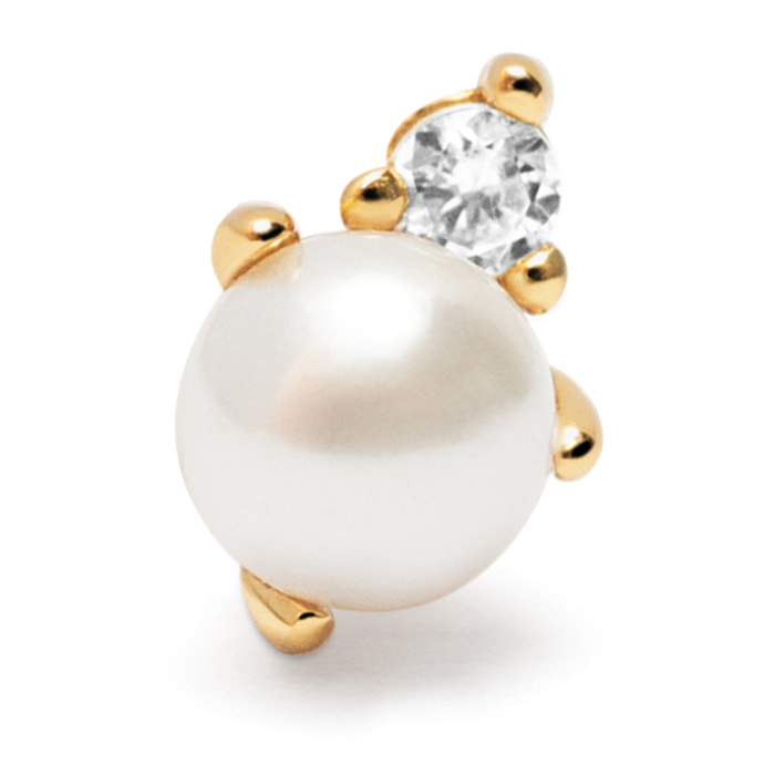 Pendiente Suelto Pearl Spark Plata Baño Oro