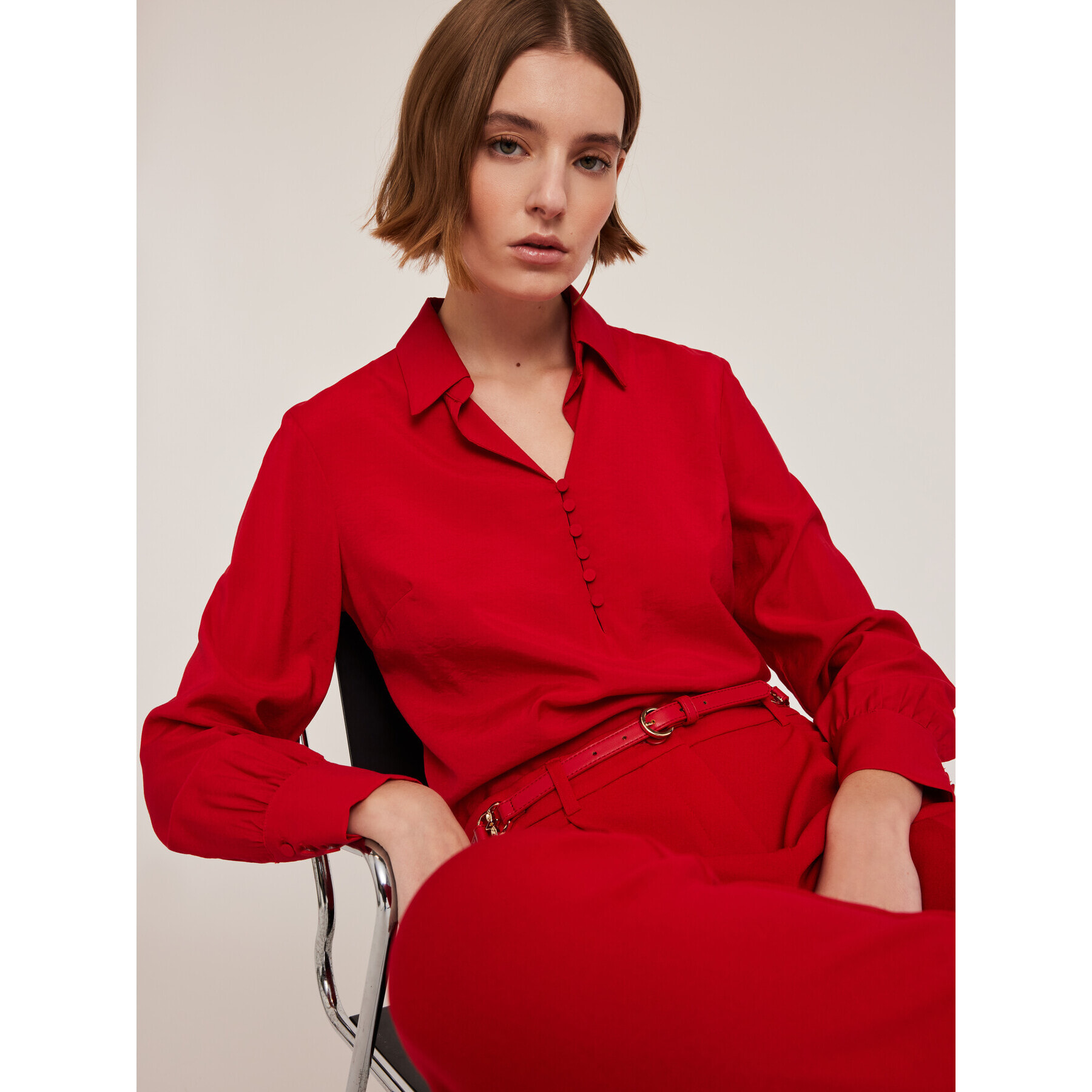 Motivi - Blusa con cuello - Rojo