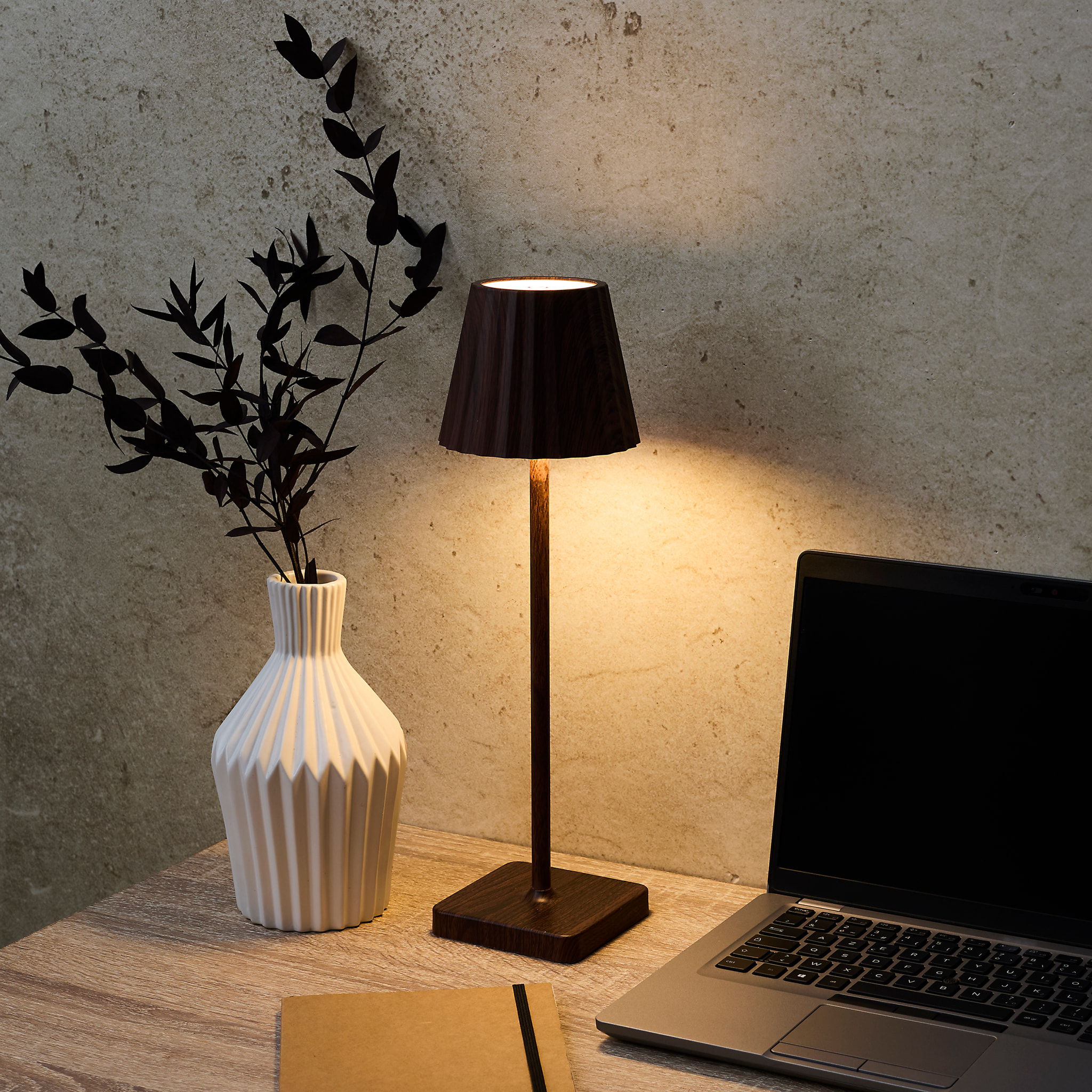 Lampe De Table Rechargeable Usb Bois Fonce