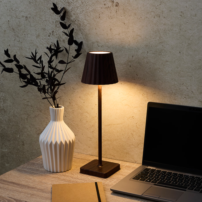Lampe De Table Rechargeable Usb Bois Fonce