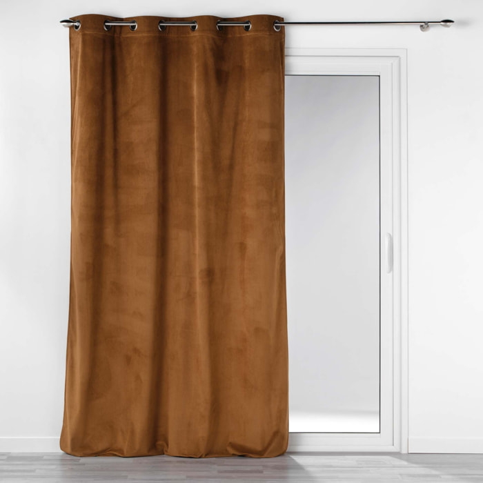 Rideau à œillets casual sauge velours côtelé uni - Marron Brun
