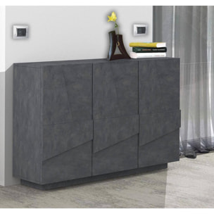 Mobile da ingresso a 3 ante e ripiani interni, Made in Italy, Entratina moderna, Credenza per atrio, cm 121x38h86, colore Grigio Cenere