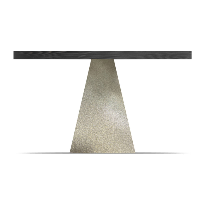 Artù Brass - Tavolo da pranzo rotondo Ø 120 cm in legno laminato con base a cono in metallo, top nero