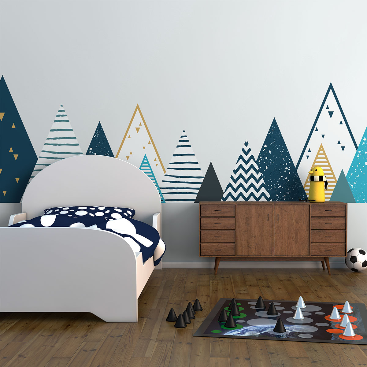 Stickers muraux enfants - Décoration chambre bébé - Autocollant Sticker mural géant enfant montagnes scandinaves TIPIKA