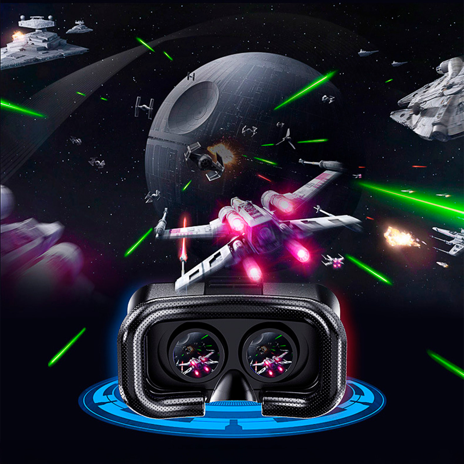 Gafas de realidad virtual V6. Protección contra luz azul, vista panorámica 360º. Compatibles con IOS y Android.