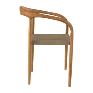 Chaise de jardin en corde tressée grise et bois de teck - Lanza