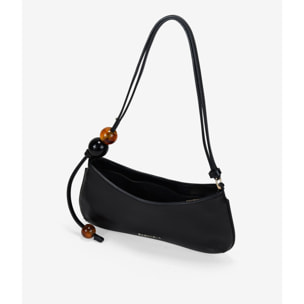 Bolso de hombro negro con cuentas marmoladas