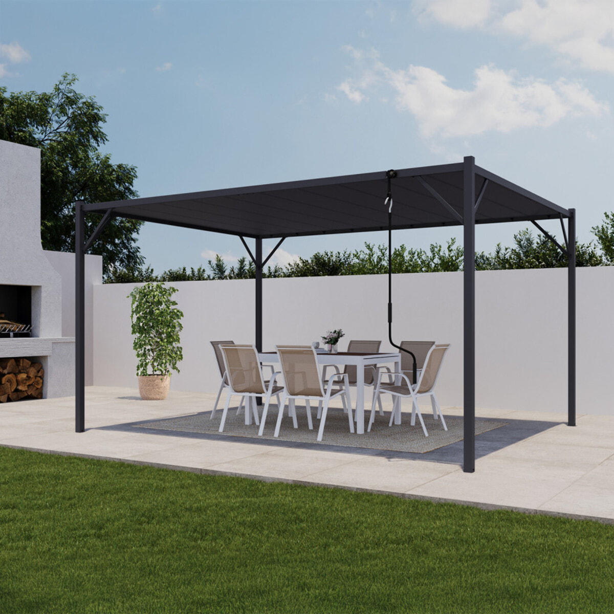 Pergola Venice 3x4m lames orientables gris