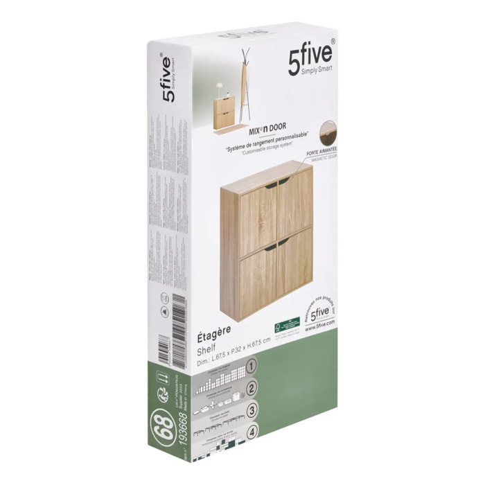 Etagère 4 portes Mix'n Door bois clair