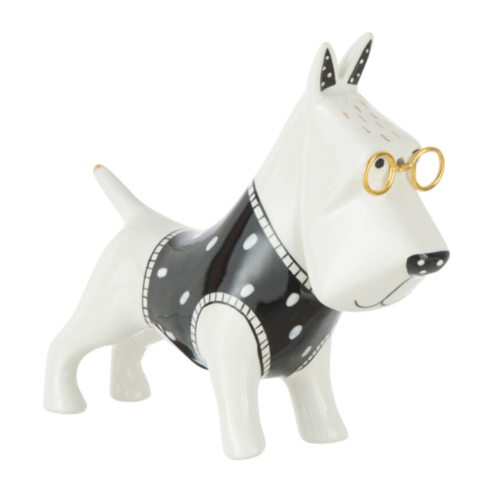 J-Line Chien Pull Ceramique Noir/Blanc Small