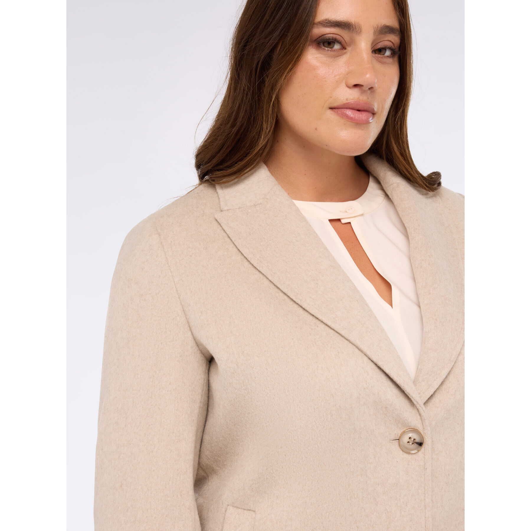 Fiorella Rubino - Abrigo de mezcla de lana con botones y cuello de lanza - Beige