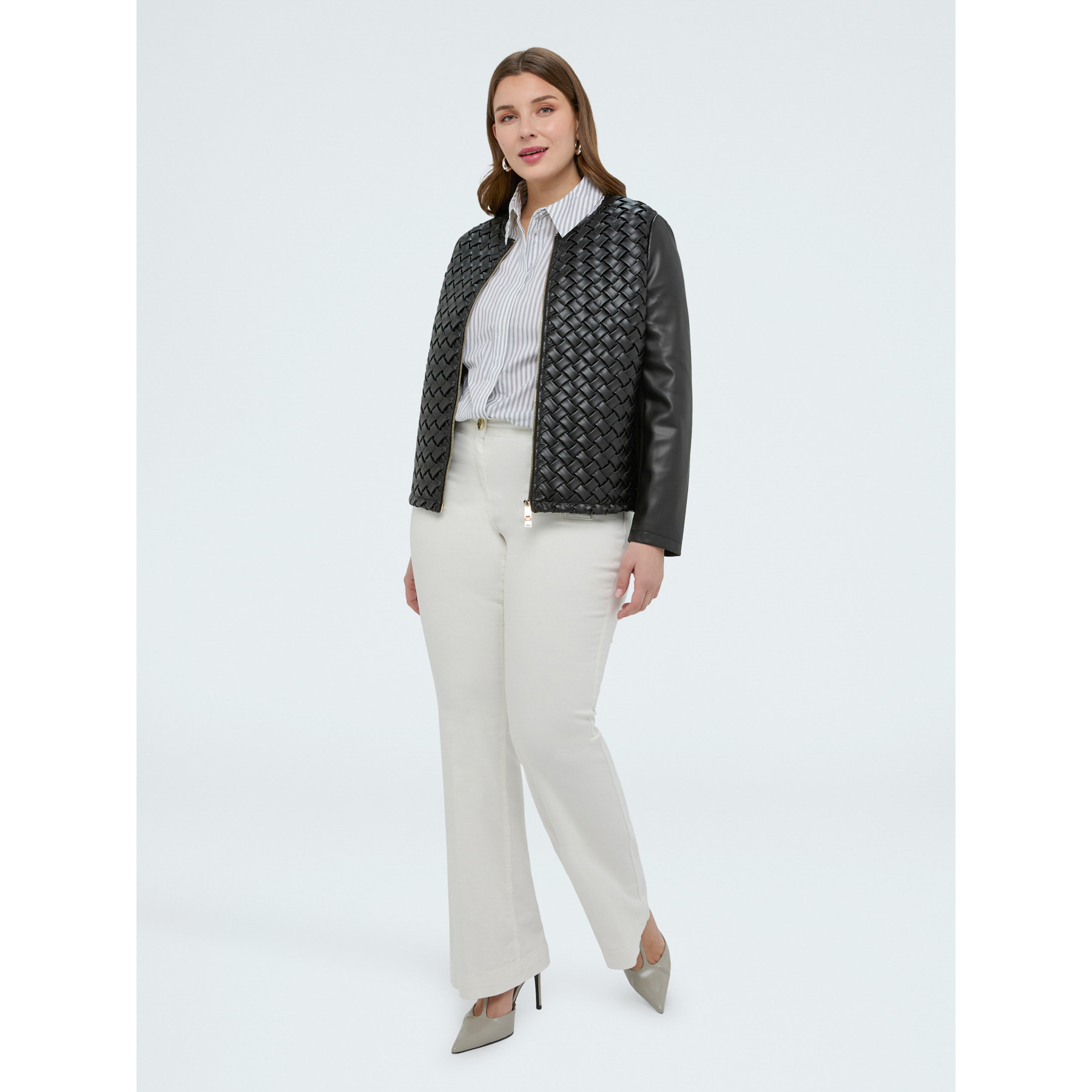 Fiorella Rubino - Chaqueta biker con acabado trenzado - Negro