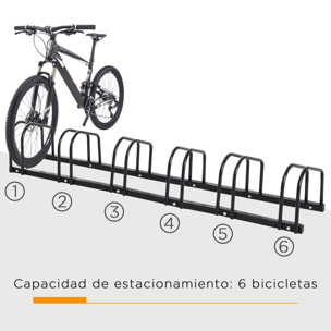 Aparcamiento para 6 Bicicletas Soporte de Acero para Aparcar Bicicletas en el Suelo o Pared Estacionamiento para Interior y Exterior 179x33x27 cm Negro