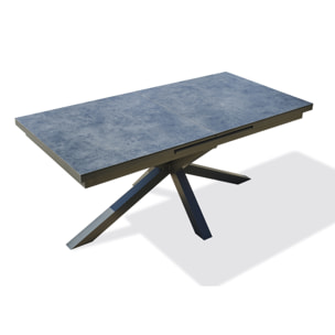 CAICOS - Table de jardin 10 places en aluminium anthracite et HPL effet marbre