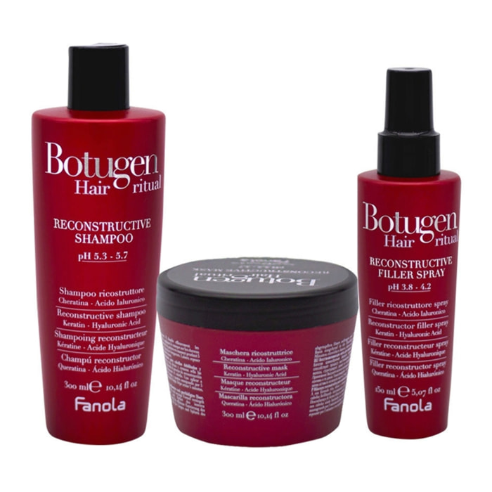 FANOLA Kit Botugen Champú Reconstructor 300ml + Mascarilla 300ml + Spray 150ml