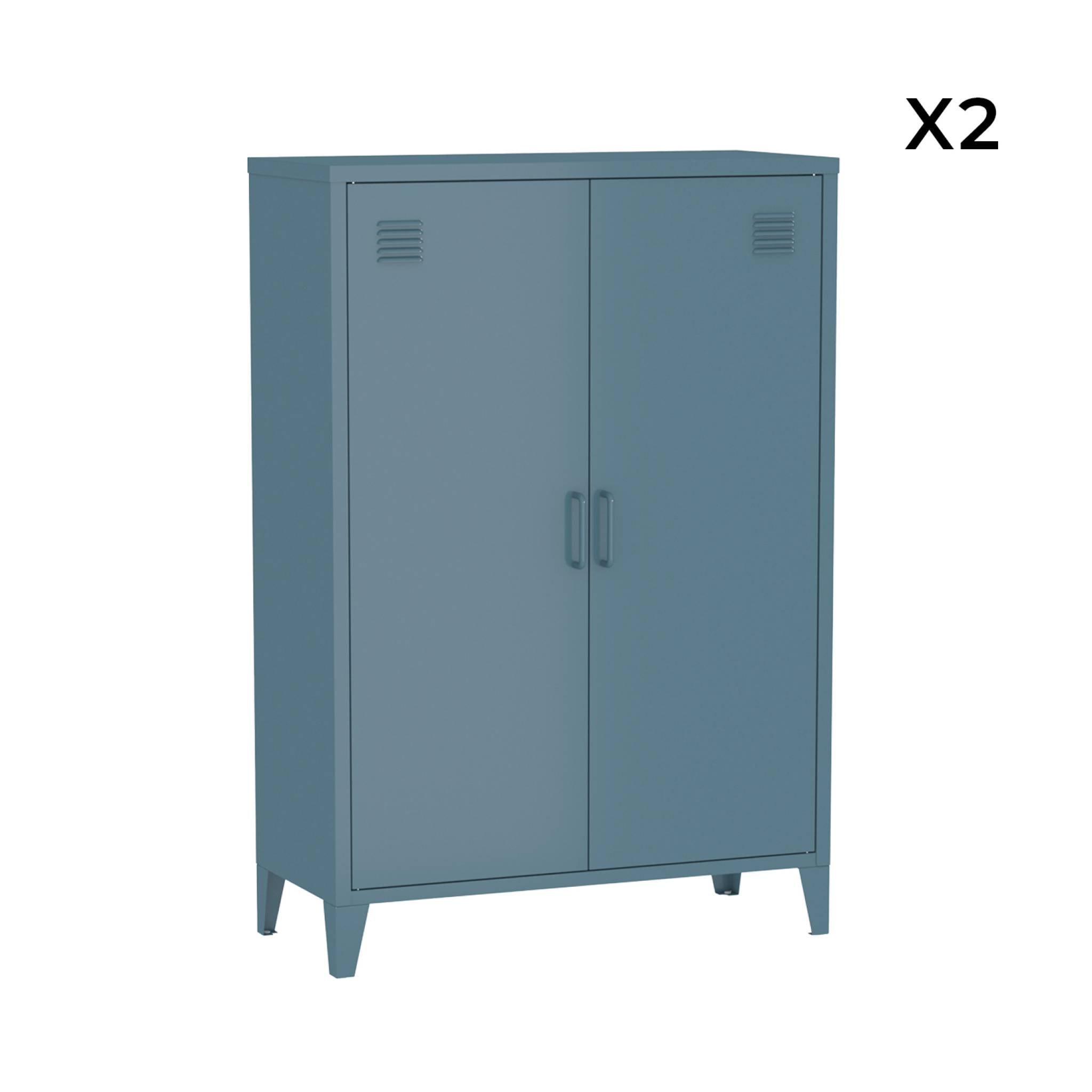 Commode/armoire métal 2 portes (lot de 2) SOHO