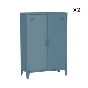 Commode/armoire métal 2 portes (lot de 2) SOHO