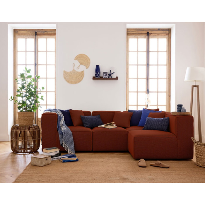 Arty - module d'assise gauche - en tissu mailles 3D - Terracotta