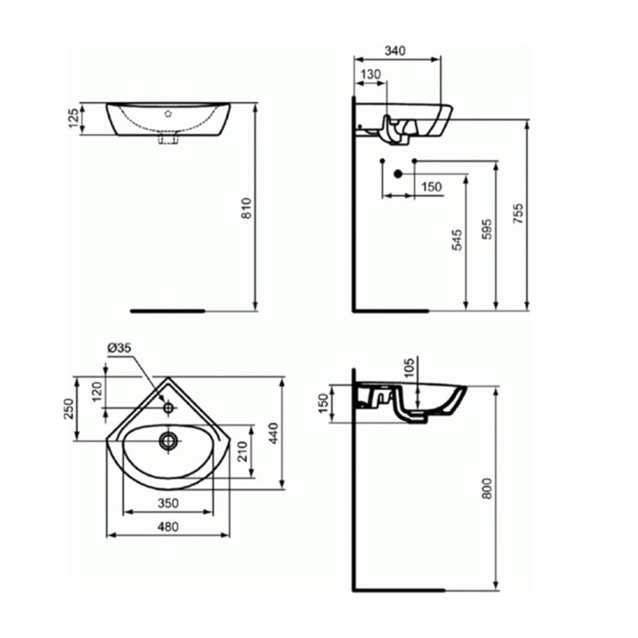Lave-mains d'angle PORCHER Ulysse