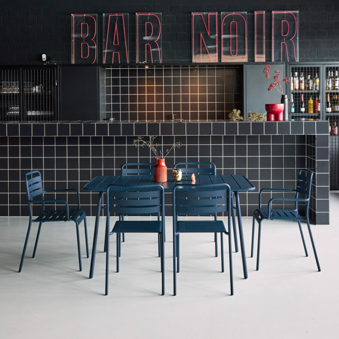 Table de jardin pliante métal + 6 assises AMÉLIA