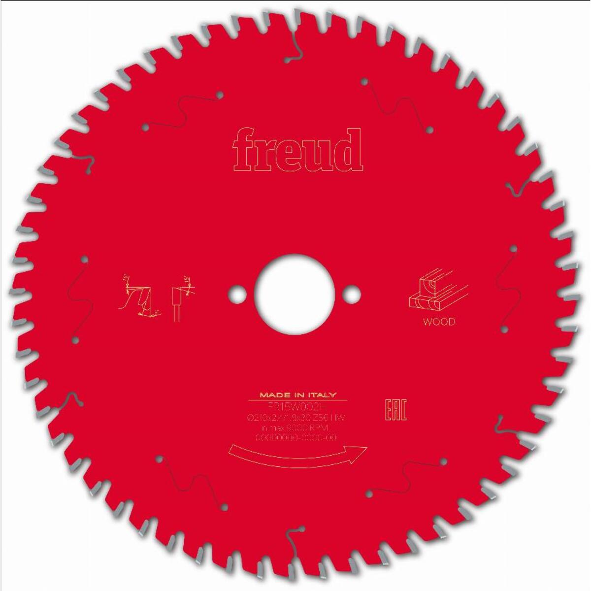 Lame pour scie circulaire portative FREUD - Ø210 2,4/1,8 AL30 Z56 BA 5° - F03FS09724 -FR15W002H