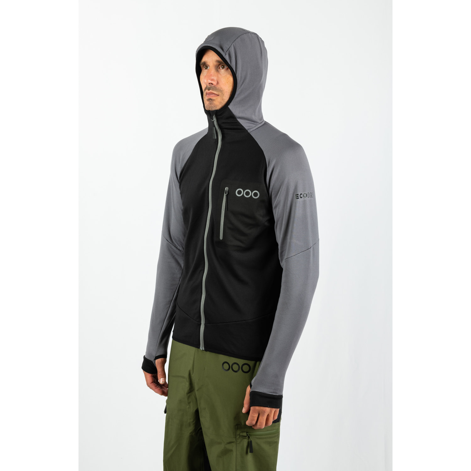 Chaqueta ECOActive Light Insulated Jacket with cap marca ECOON - Negro / Gris
