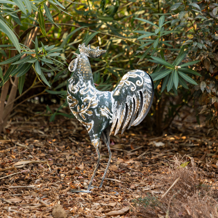 Coq déco Conor H.54cm métal