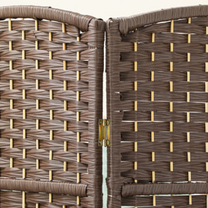 Paravent intérieur en bois 4 panneaux 180 x 180 cm séparateur de pièce pliable bois marron