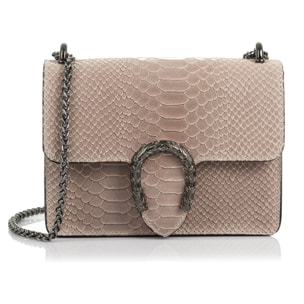 Lorenza Bolso de mano Mujer.Piel auténtica Gamuza Grabado Serpiente