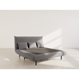 Lumi - Banquette convertible clic-clac 2 places en velours côtelé - Gris