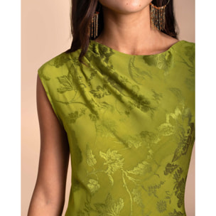 Vestido midi jacquard sin mangas