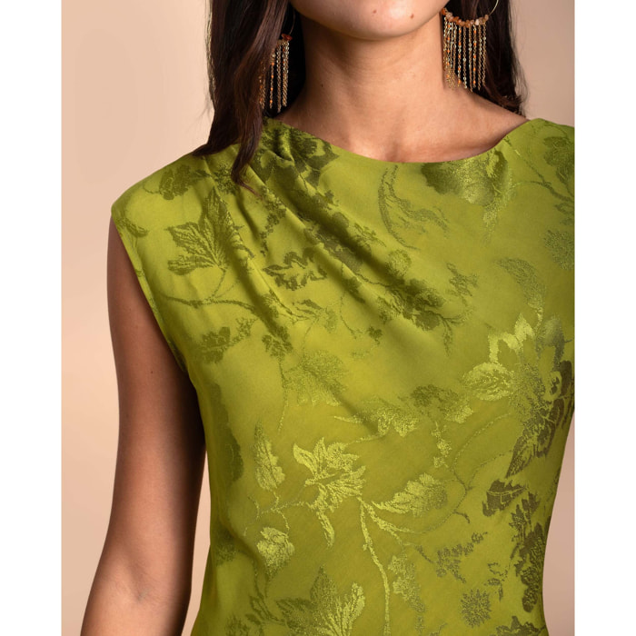 Vestido midi jacquard sin mangas