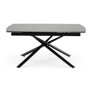 Tavolo allungabile BONIFACIO in ceramica,finitura pietra grigio e gambe in metallo verniciato nero - 160-220×80x76 cm