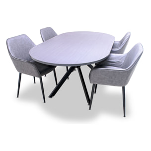 Marui - Tavolo da pranzo ovale in legno e metallo con piede centrale Ashi 180x100 cm - grigio effetto legno