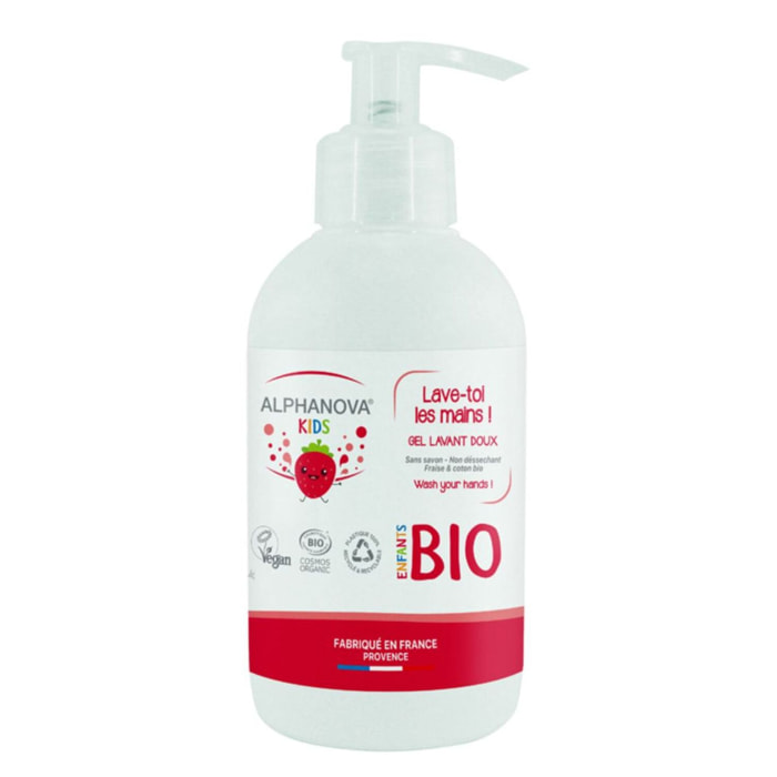 Lave-Toi les Mains ! Alphanova Kids ® - Gel Lavant Mains Bio à la Fraise 250 ml