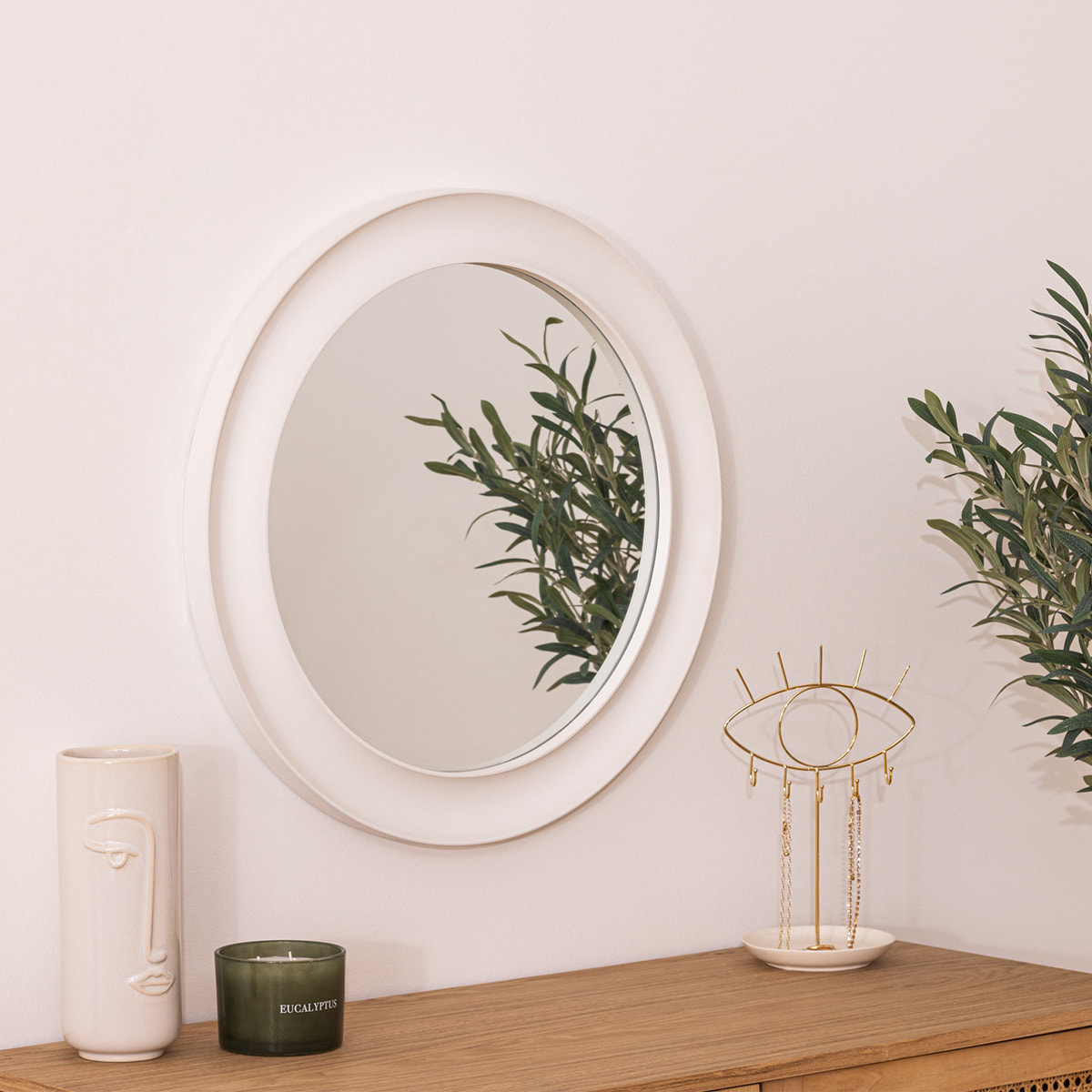 Miroir rond "Solal" D58cm blanc