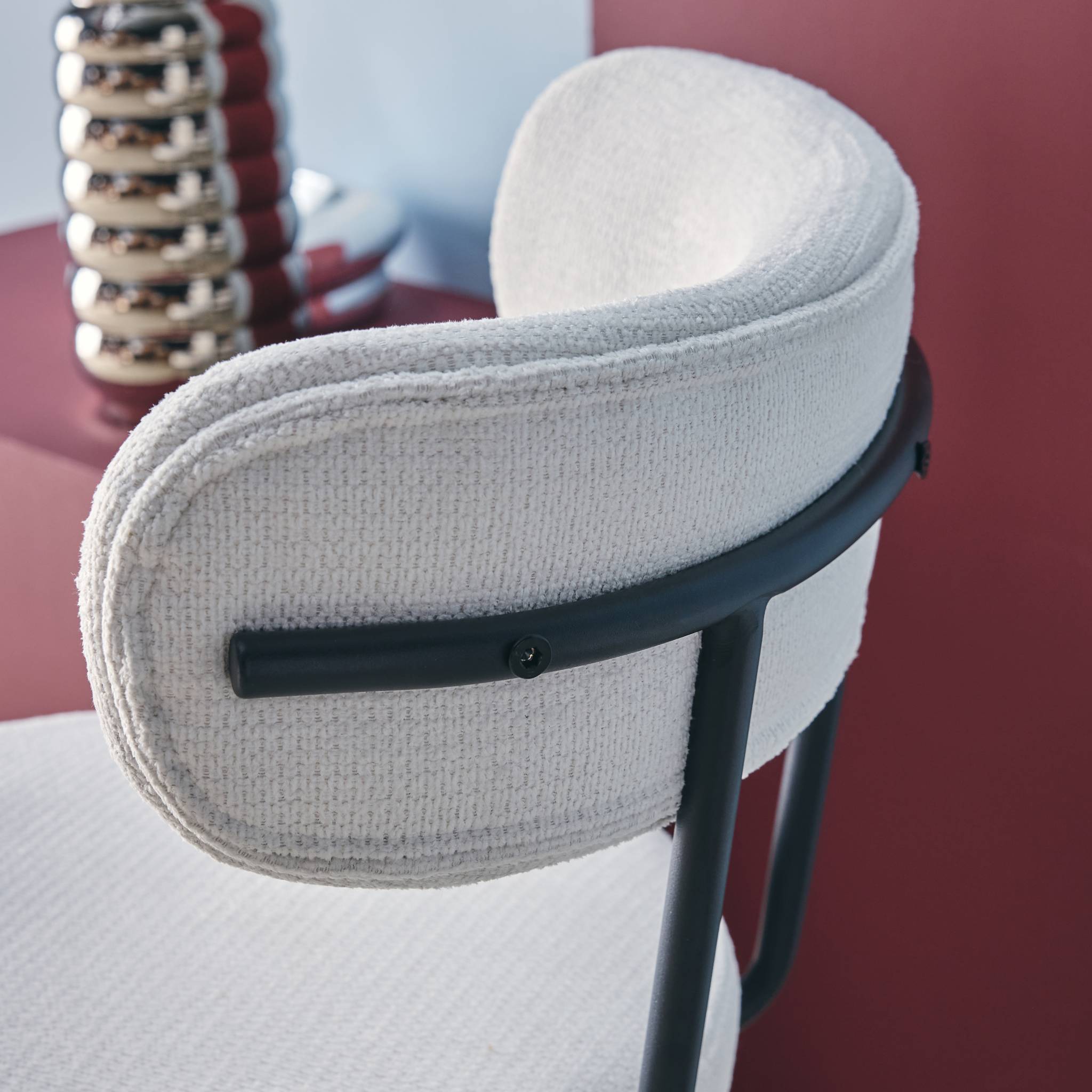 Lot de deux tabourets de bar assise rotative métal noir et tissu blanc - L 50 x P 50 x H 92cm - Iris