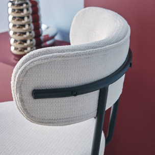 Lot de deux tabourets de bar assise rotative métal noir et tissu blanc - L 50 x P 50 x H 92cm - Iris