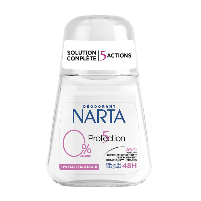 Lot de 12 - Narta Protection 5 Femme Déodorant Bille Efficacité Intégrale 48h Sans Alcool Hypoallergénique 50ml